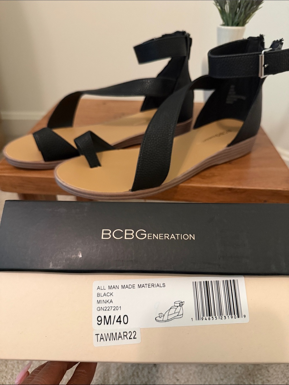 BCBGeneration Black Crisscross Ankle-Strap Sandals - Picture 7 of 7